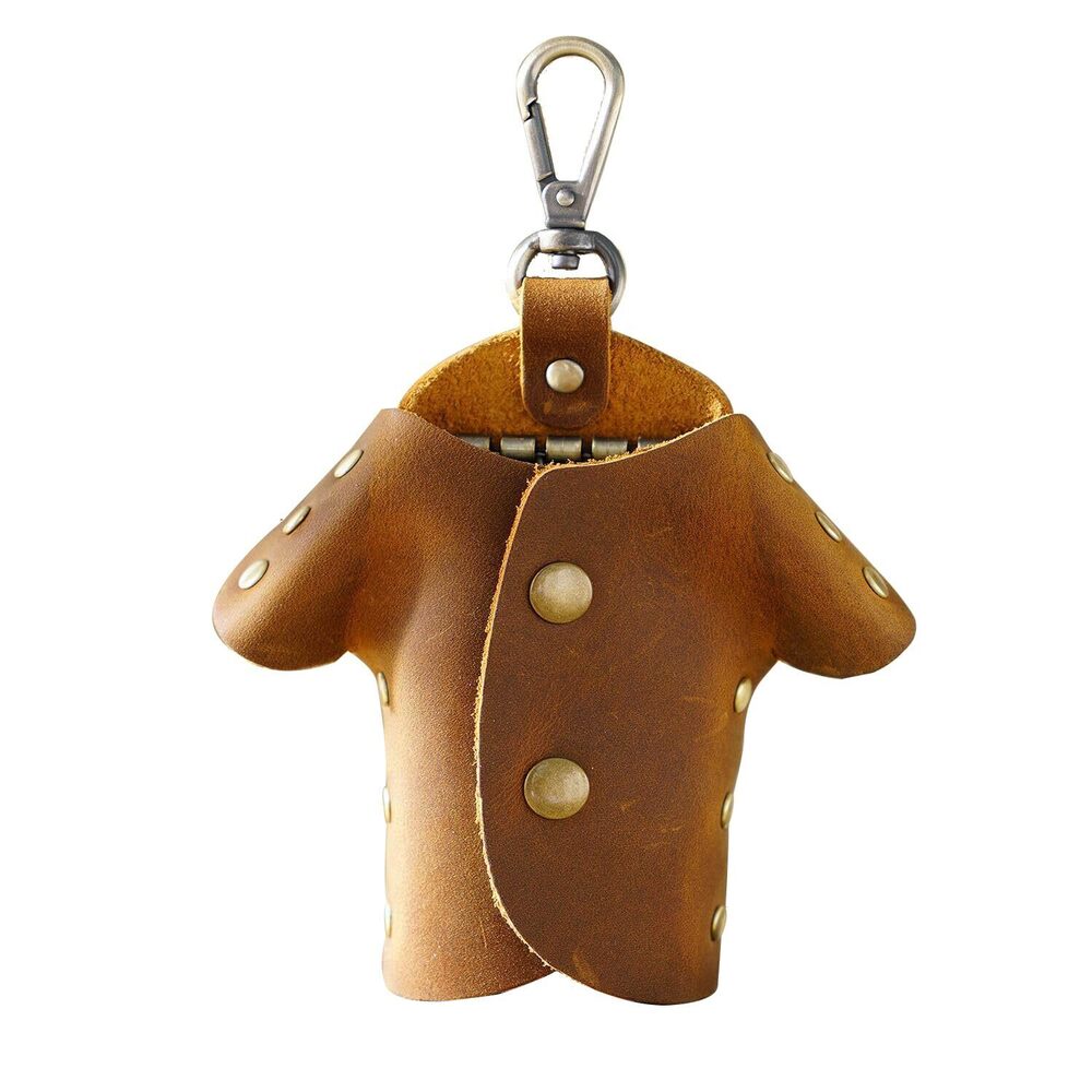 8911 Car Key Case Holder Key Clothes with Button Closure,Crazy Horse